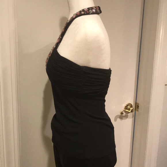 Embellished Black Halter Top with Open Back - Picture 4 of 8